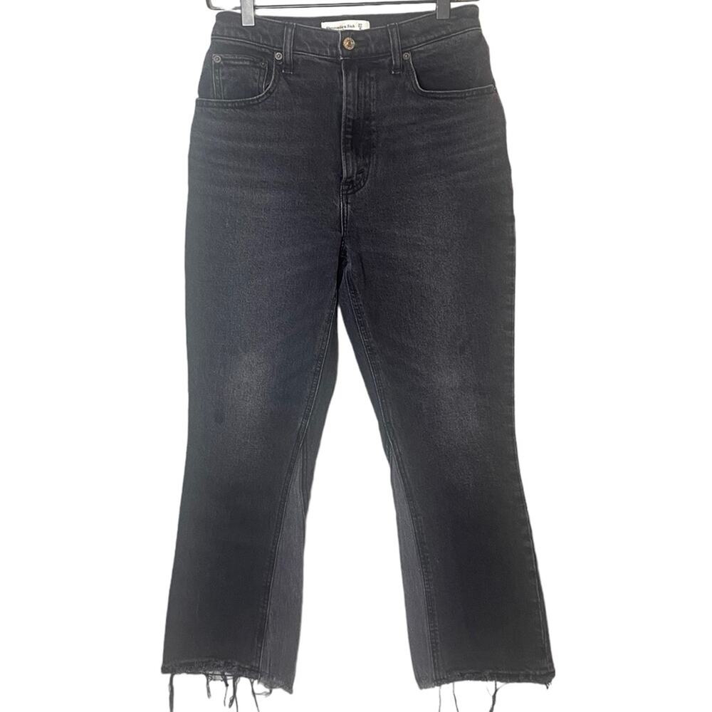 Abercrombie Women’s 27 / 4 The Kick Flare Jeans Black Wash Ultra High Rise